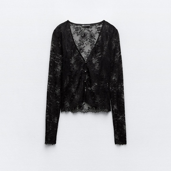 ZARA 2 PIECE SET LACE TOP AND LEGGINGS - Picture 2 of 12